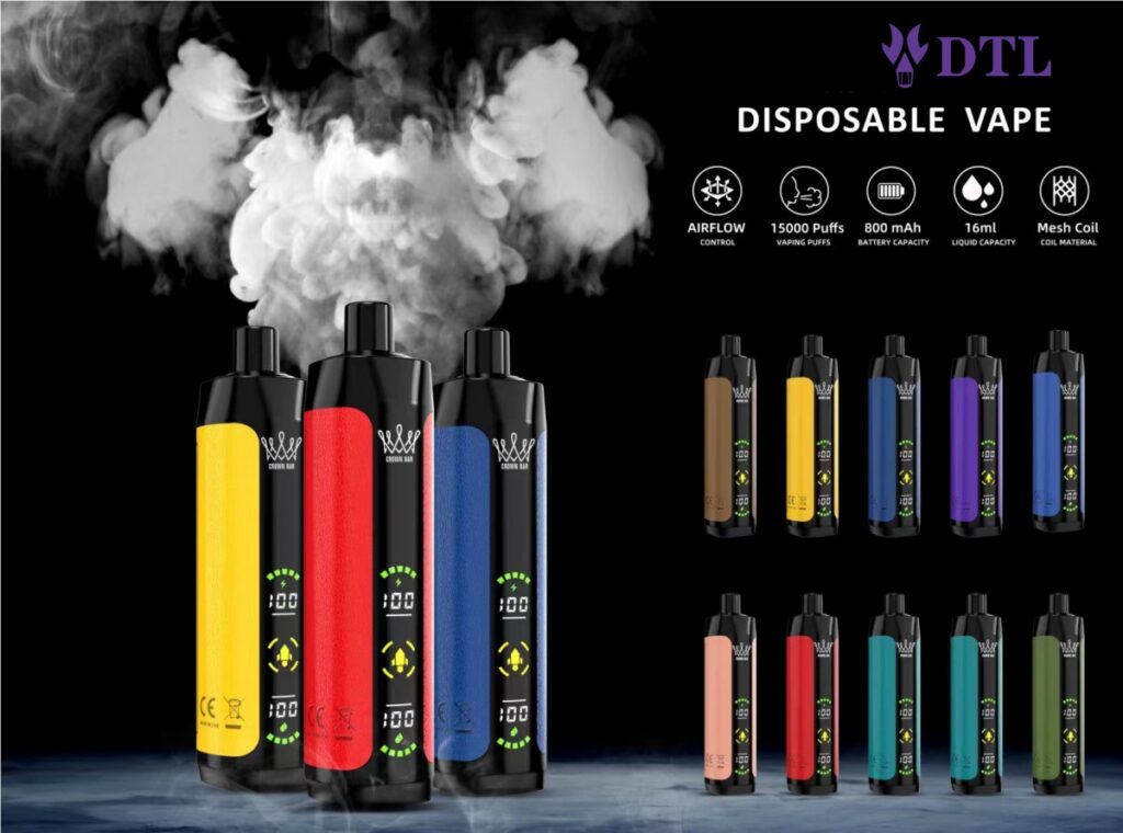 15000 Puffs DTL/DL Disposable Vape Device: E-Shisha/Hookah with Full Screen, Adjustable Airflow, and Rechargeable